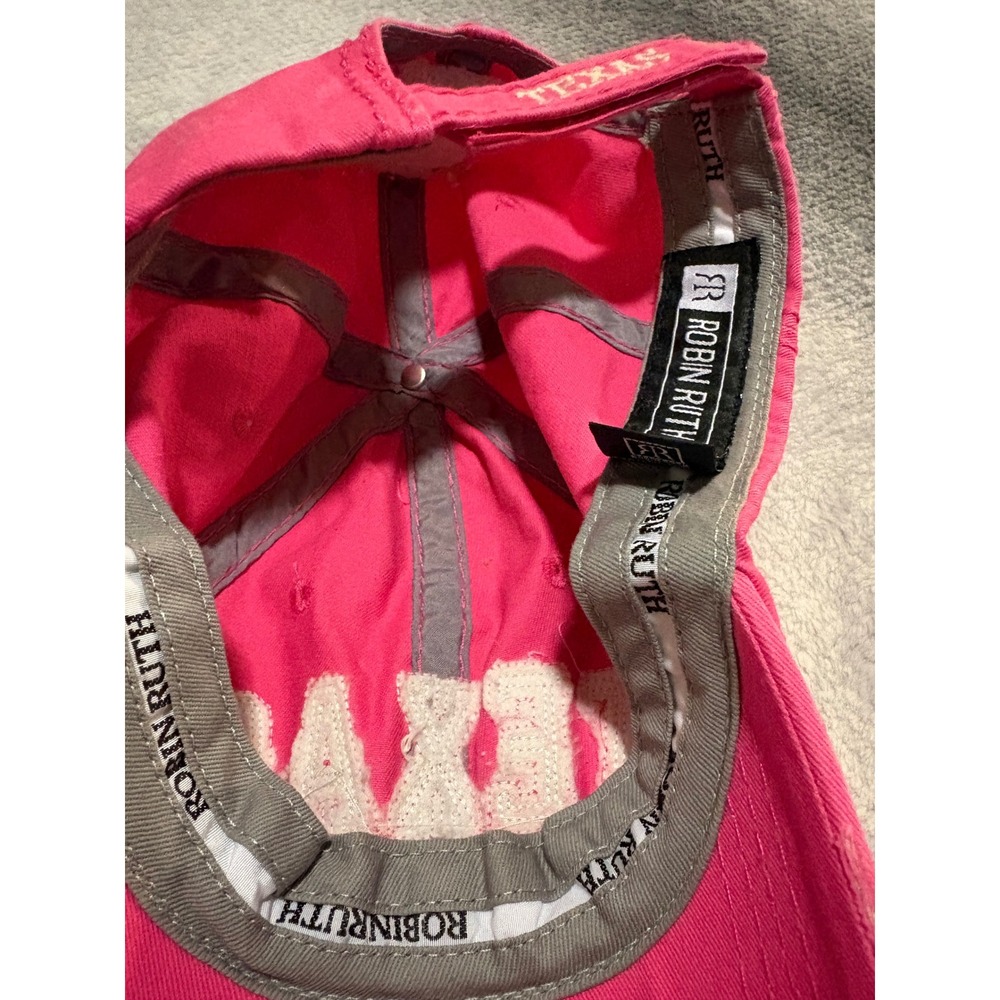 (CL) Robin Ruth Texas Original Pink Distressed Baseball Cap Floral Applique Hat - Picture 5 of 10